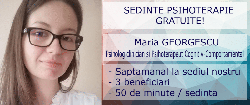 In imagine Maria Georgescu - Psiholog si informatii cu privire la serviciile oferite organizatiei noastre.